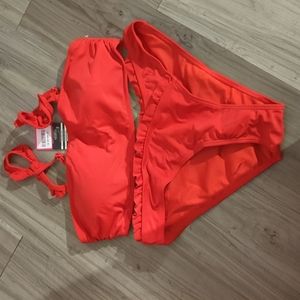 Red two-piece bathing suit